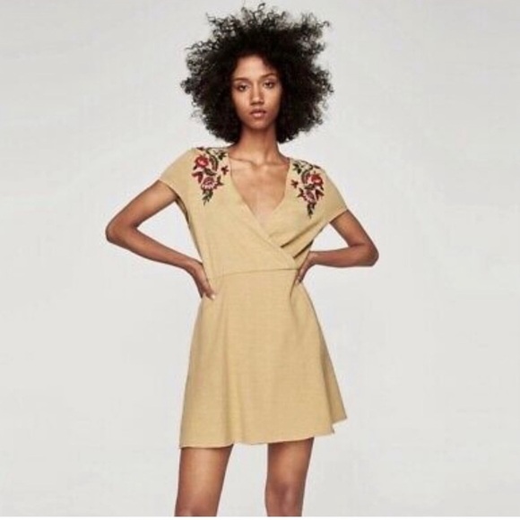 ZARA Embroidered Knit Faux Wrap Dress Medium Boho Festival Western M Rodeo - Picture 2 of 12